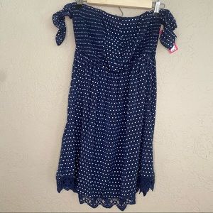 NWT Xhilaration Off the Shoulder Denim Polka Dot Dress